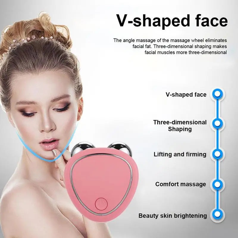 Mini Microcurrent Facial Device+Facial Serum Kit,EMS Face Lift Massager Face Sculpting Beauty Tool Rejuvenation Tighten Skincare Quake