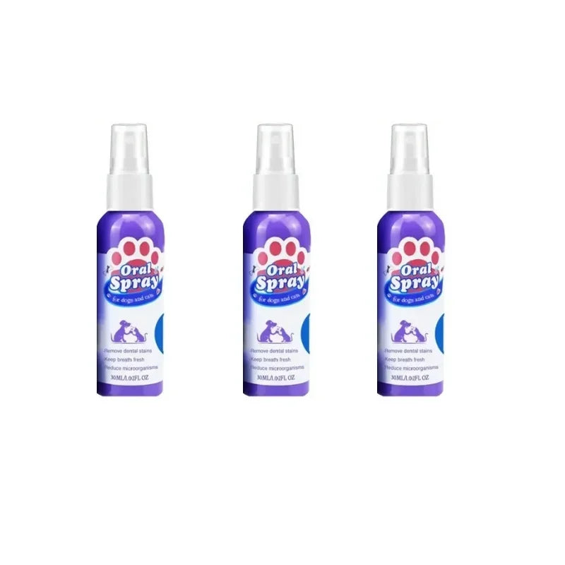 Pet Teeth Cleaning Spray Oral Care Remove Tooth Stains Keep Fresh Breath for Cats and Dogs Whitening Remove bad breath Quake 3 Pcs