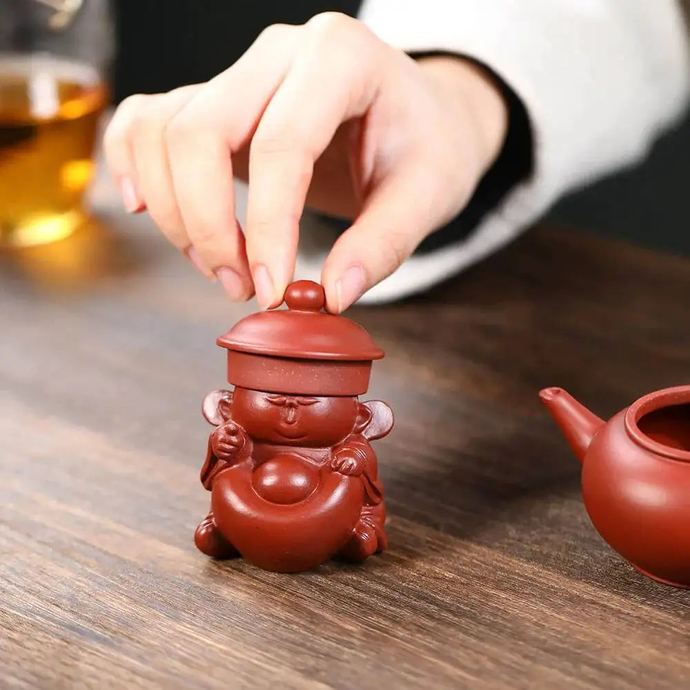 Zisha Tea Pet God Of Wealth Small Figurine Sculpture ea Plaything Tea Table Living Room Quake