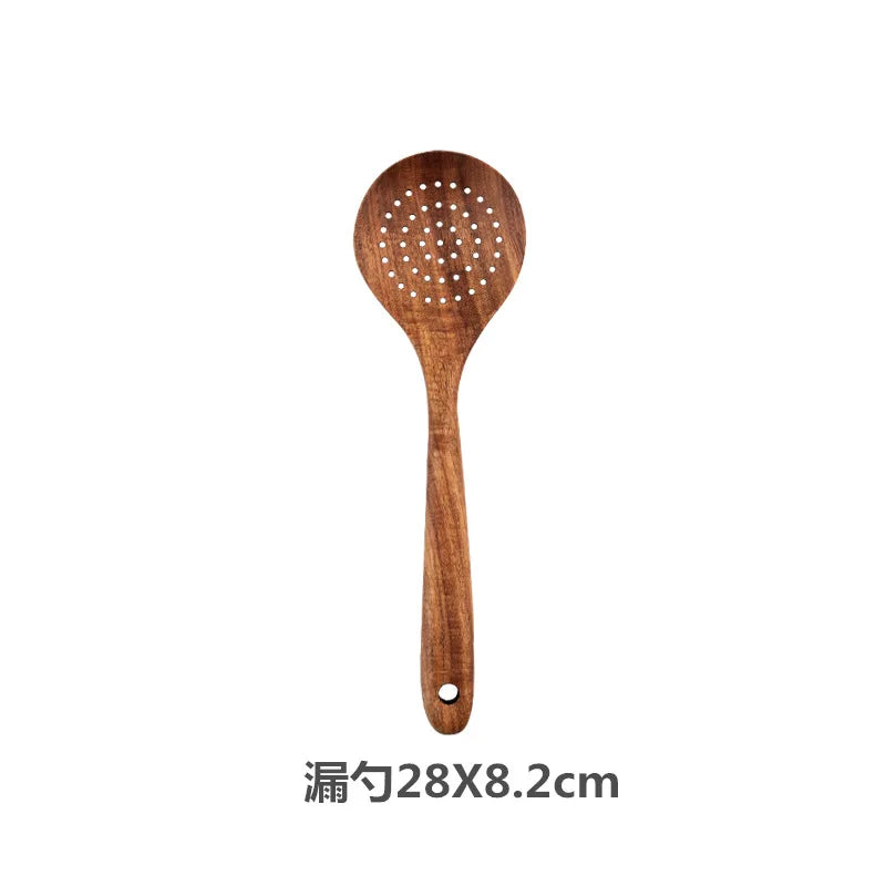 Teak Wooden Spatulas Kitchen Utensils Cooking Utensil Eco-Friendly Wood Spatula for Non Stick Cookware Quake 28x8.2cm