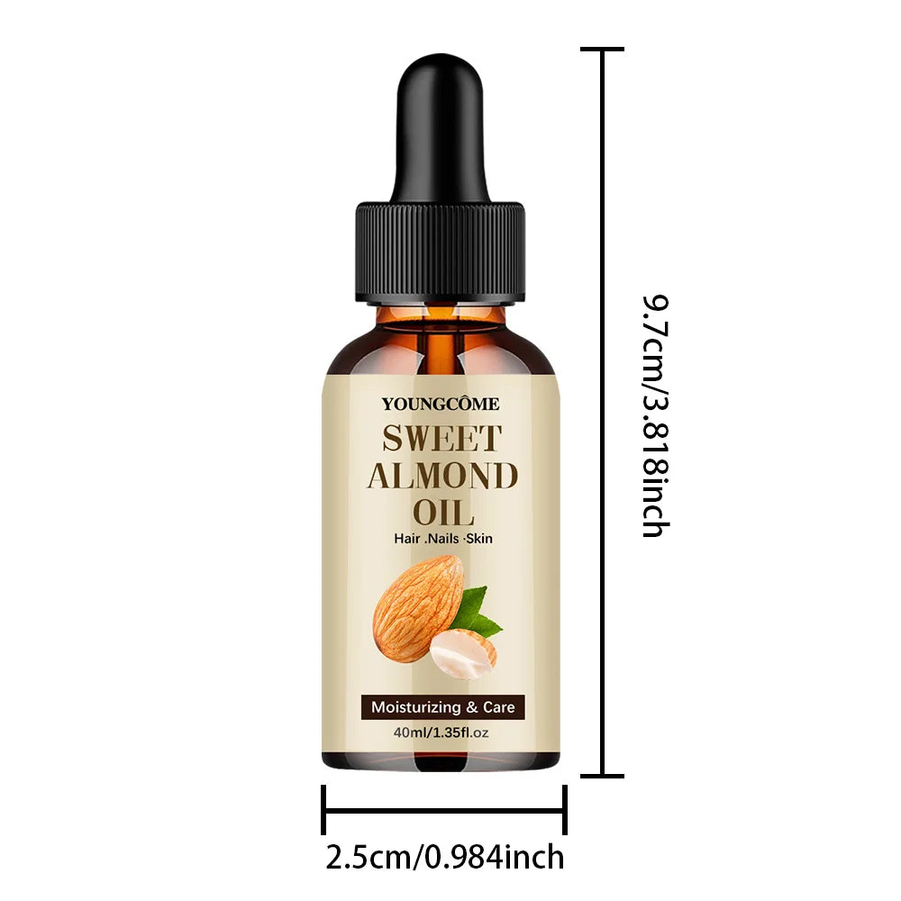 40/60ml Pure Natural Almond Essential Oil Moisturizing Skin Face Hair Care Massage Diffuser Oil Quake 40ml