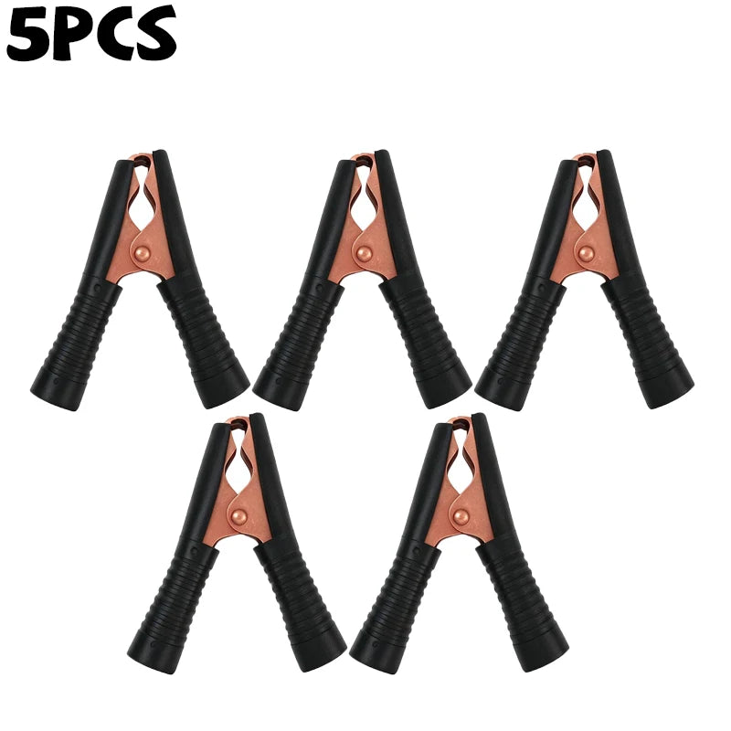 10/1PCS 100A Insulation Alligator Clips Black Red Set for Circuit Testing Multimeter Test Plug Adapter Cable Probes Connector Quake Black-5pcs