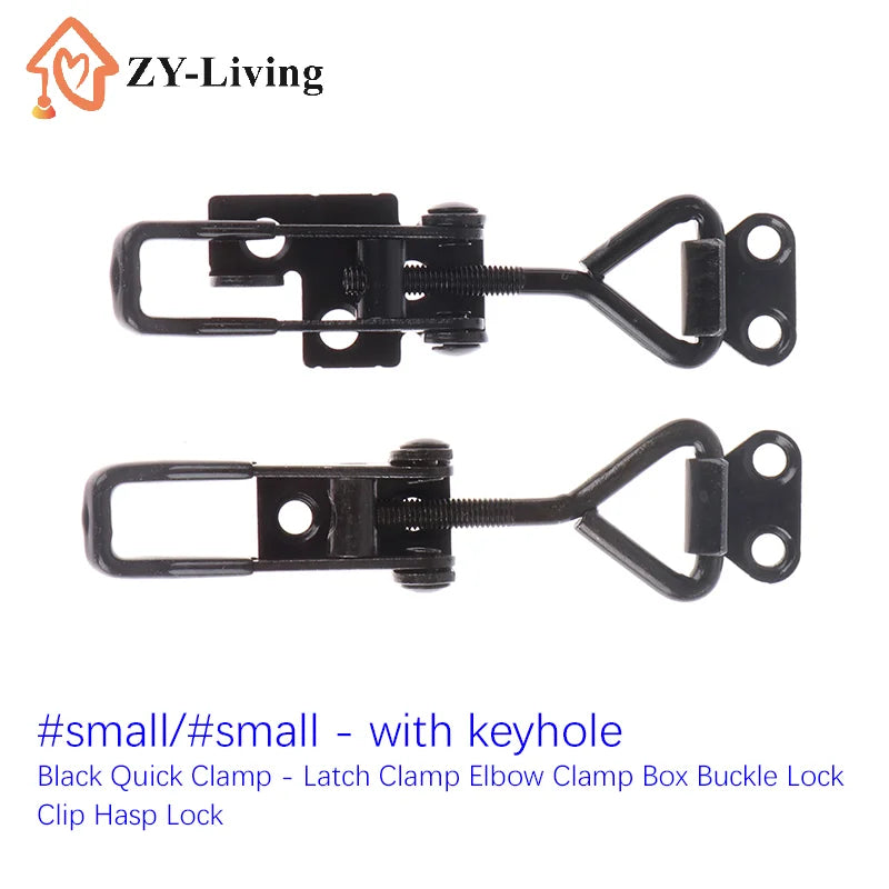 2Pcs Black Adjustable Toggle Latch Catch, Lever Handle Lock Hasp Quick Clamp for Cabinet Box Furniture Hardware Quake