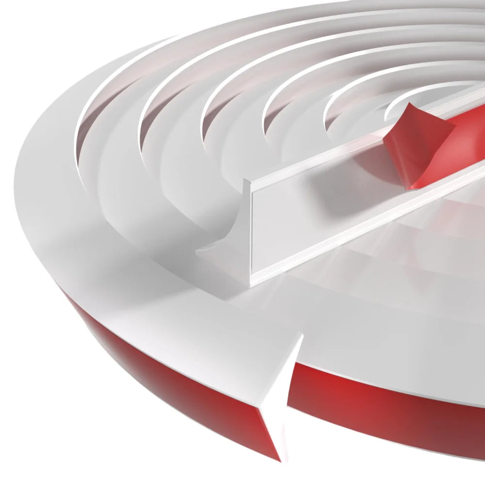Durable Silicone Quarter Round Molding Trim Peel and Stick Flexible Shoe Molding 1/2/3 Meters Water Dam Barrier Floor Edge Quake White-100cm