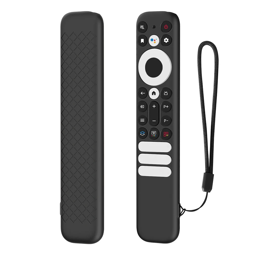 Silicone Remote Case Anti-Slip Protective Controller Sleeve Skin with Lanyard Remote Cover for TCL RC902V/TCL-RC802NU1 Remote Quake Black
