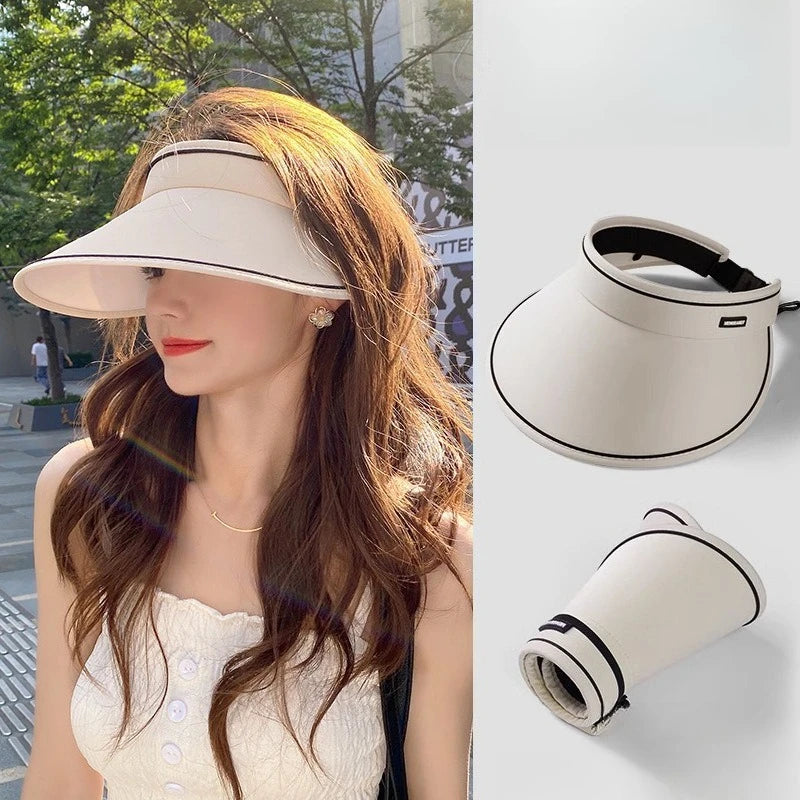 Summer Wide Brim Empty Top Sun Hat Foldable UV Protection Visor for Women Travel Beach UV Protection From The Sun Quake