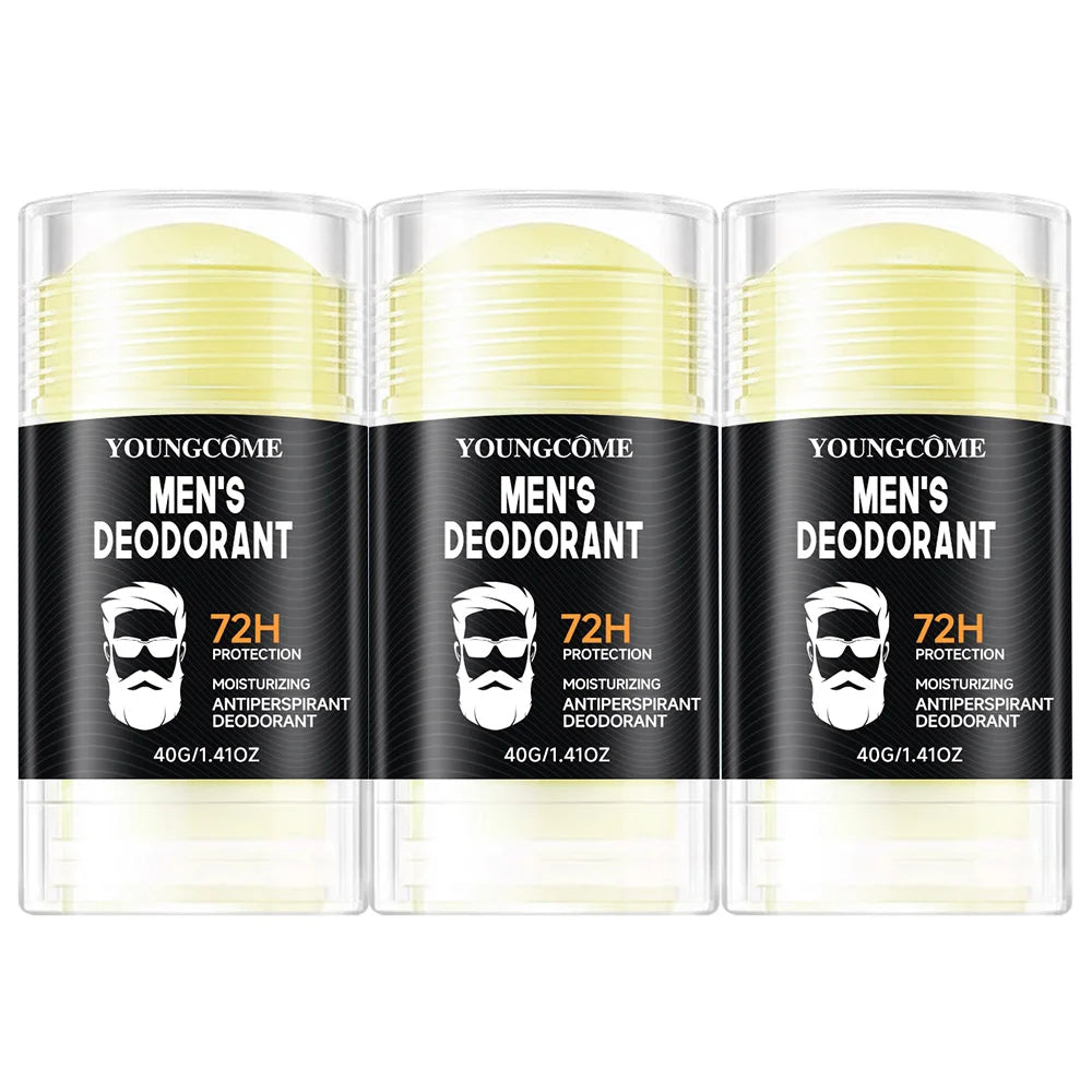 Men's 72H Deodorant Stick Anti Sweating Keep Drying Lasting Fragrance Remove Armpit Odor Underarm Refresh Sticks Fade Body Odor Quake 3PCS