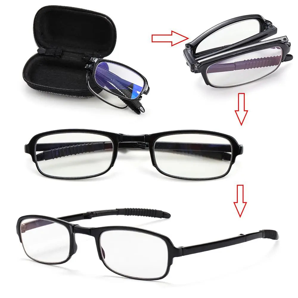 TR90 Folding Reading Glasses with Zipper Case Unisex Portable Lightweight Presbyopic Eyeglasses Readers Eyewear +1.0x ~ 4.0x Quake