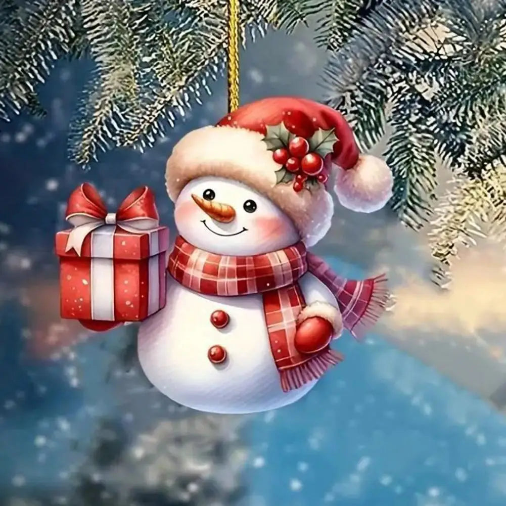 Christmas Tree Hanging Ornament Snowman Pendant Christmas Tree Ornament Car Decoration Adorable Acrylic Flat for Easy for Home Quake