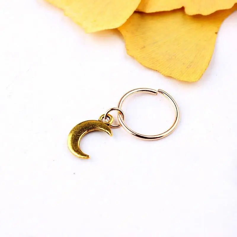 5 Pcs/set Hair Braid Dreadlocks Bead Gold Silver Shell Stars Moon Hair Rings African Braids Metal Pendant Decorative Accessories Quake NO.12 5pcs