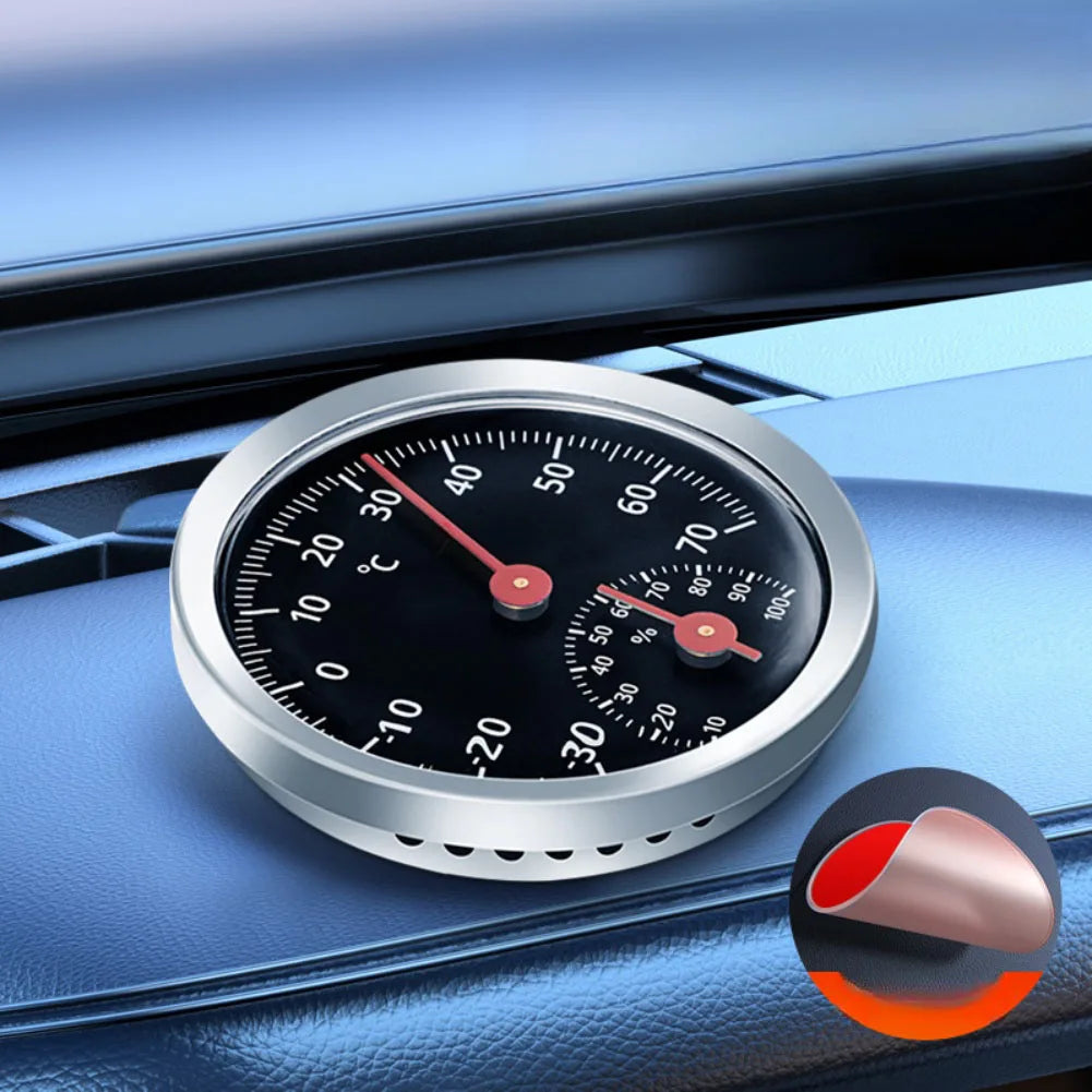 Mechanical Vehicle Thermometer Hygrometer Car Temperature Humidity Meter for Indoor Outdoor Use 30 to 70 Celsius Clear Pointer Quake A