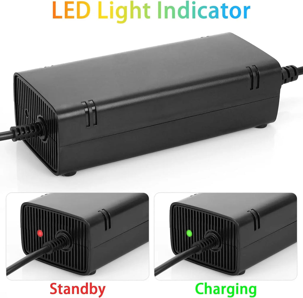 For Xbox 360 E, Power Supply Brick with Power Cord, AC Adapter Power for Microsoft Xbox 360 E Console, 100-240V Quake