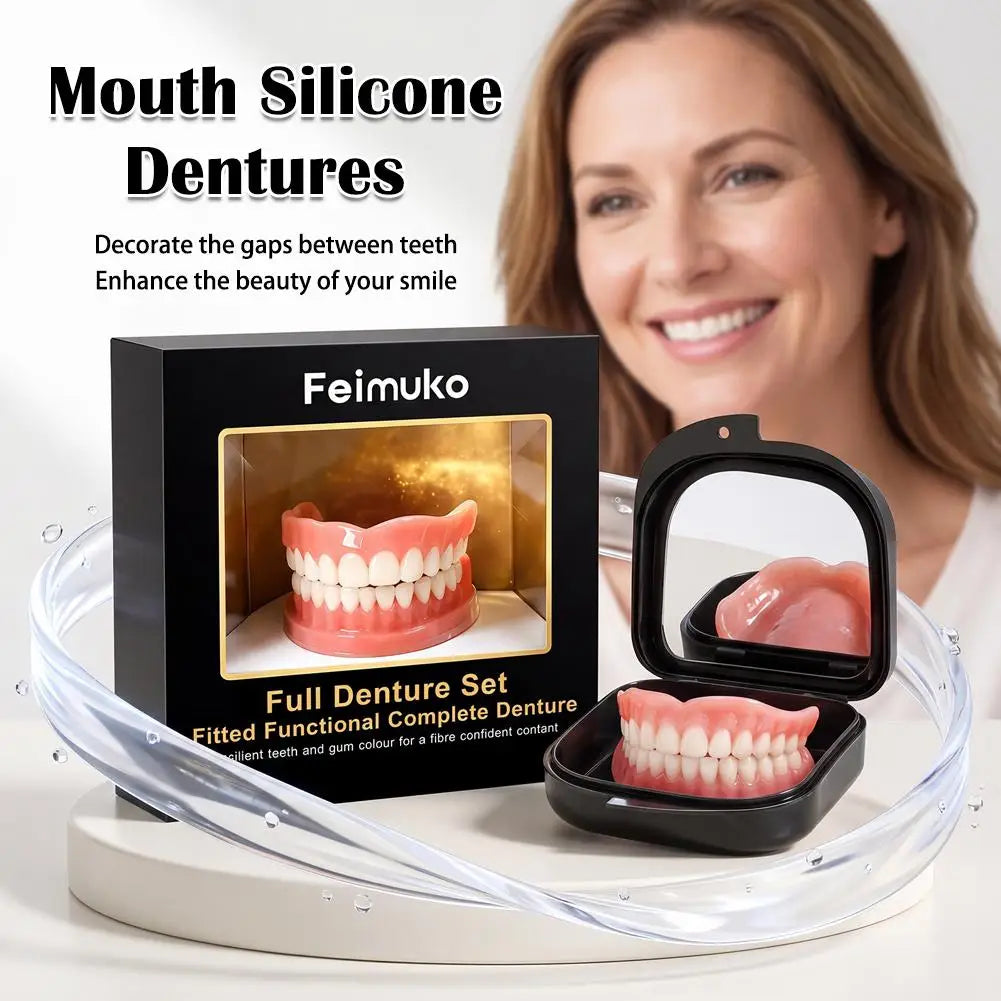 Silicone Fake Teeth Braces Immediate Dentures Comfort Fit Natural Instant Confidence Smile Oral Care for Edentulous Adults Quake
