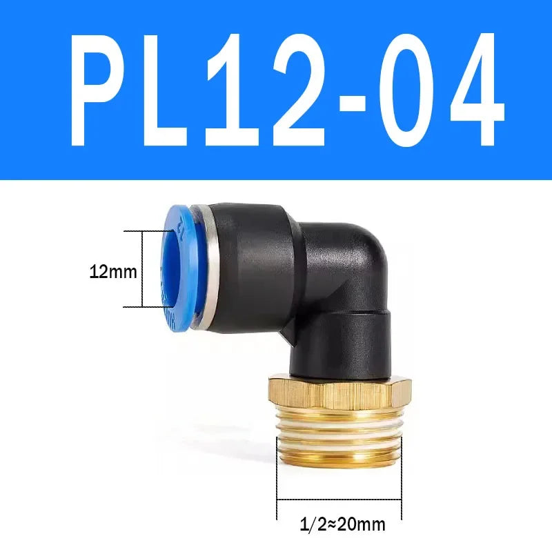 2Pcs PL Pneumatic Quick Connector Threaded Elbow PL6-01/8-02/8-04/10-02/12-03 Hose Air Fitting Quake PL12-04 2pcs WHITE