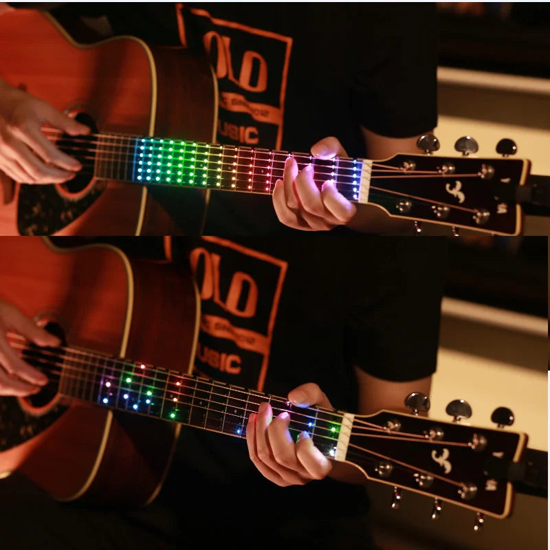 Guitar Fretboard Light with 12 Lighting Modes,Scale Learning System&Rhythm Sync for Party,Street Performance,Live Streaming Quake