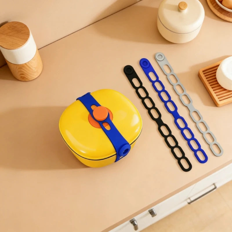 1Pc Stretchable Silicone Lid Strap Splash-Proof Leak-Proof Reusable Fixing Band Safe Material for Dishes Quake