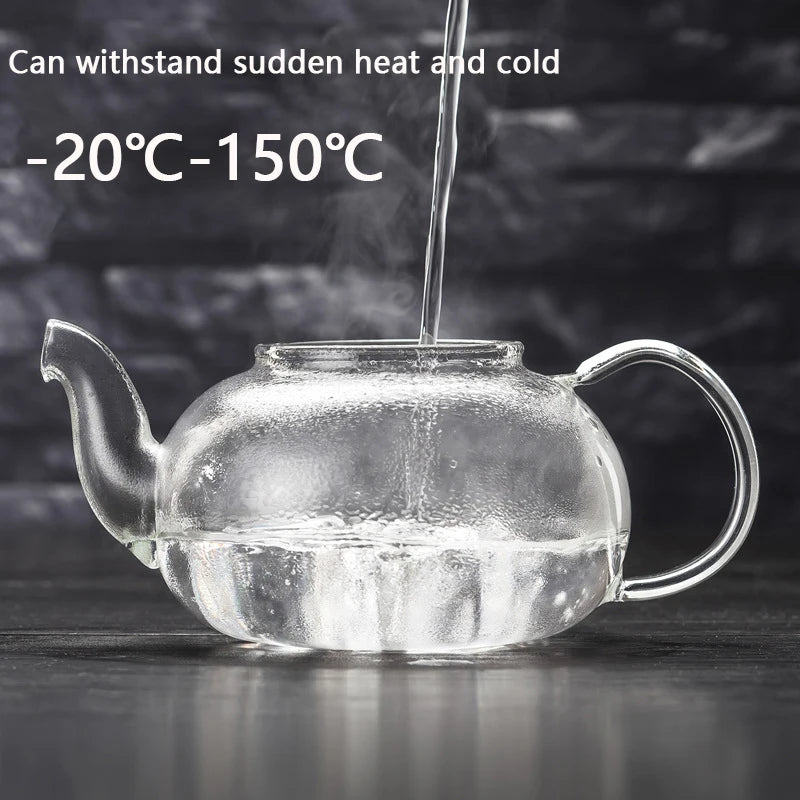 400/600/1000ml Clear Glass Teapot With Infuser Tea Pot Stovetop Safe Loose Leaf And Blooming Tea Maker Heat-resistant Quake