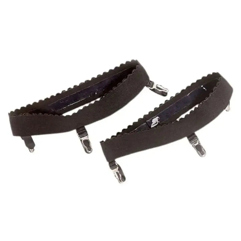 1Pair New Elastic Garter Belt Ring Thigh High Anti Slip Leg Garter Belt Cosplay Costume 3 Clips Stocking Suspenders Women Quake Black S