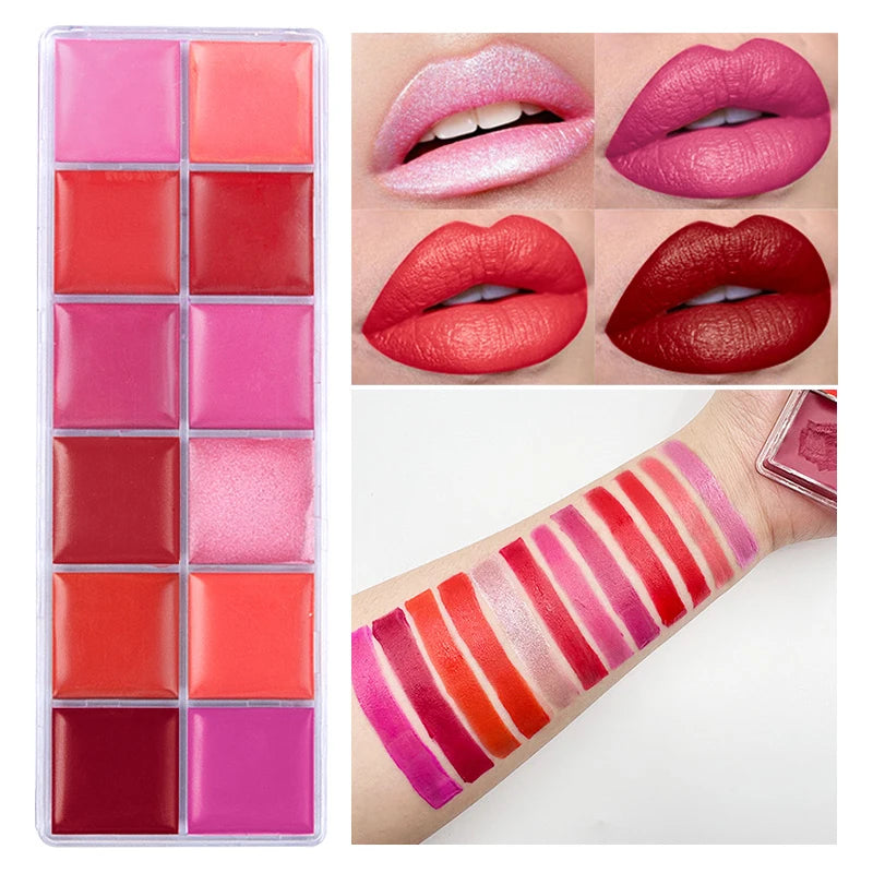 12 Colors Women Moisturizing Long Lasting Lip Gloss Palette Girls Nude Cosmetic Makeup Lip Tools Lipstick Female Quake
