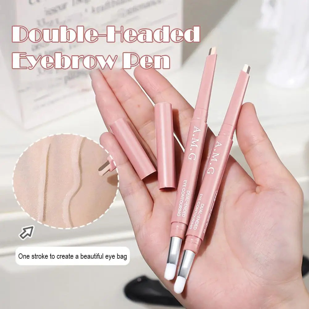 Double-headed Silkworm Eyeliner Pen Creamy Smooth Blendable Lying Silkworm Pencil, Under Eye Highlight Contouring Pen With Brush Quake