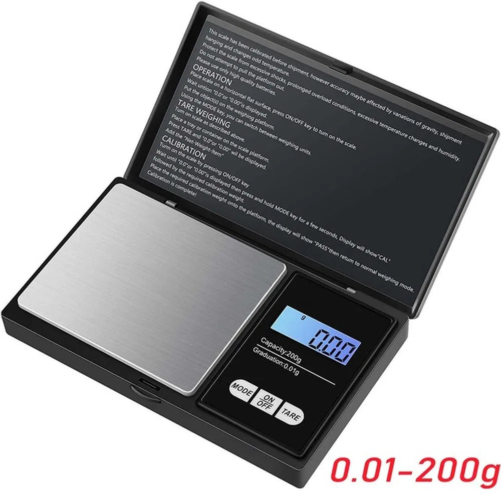 Mini Electronic Scale Pocket Digital Scale for Gold Sterling Silver Jewelry Scale Precision Scale 200/500gX0.01g/1kgX0.1g Quake 0.01g-200g