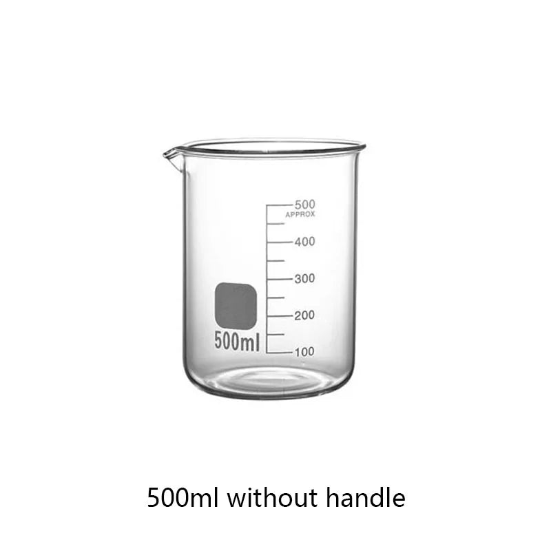 YWDL 500/1000ml High Borosilicate Glass Measuring Cup With/No Handle Heat-resistant Laboratory Beaker Kitchen Measuring Tools Quake 500ml no handle 500-1000ml