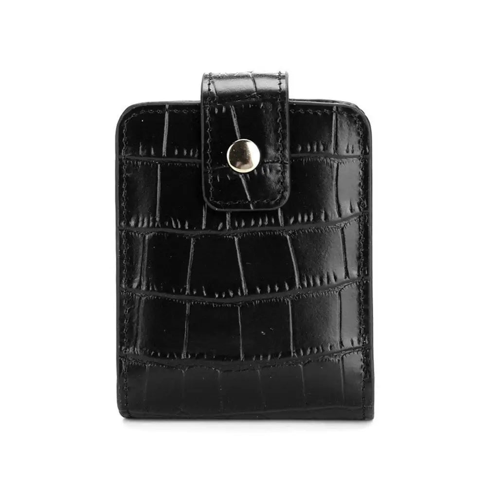 PU Lipstick Case Holder with Mirror Lipstick Holder Makeup Travel Cases Organizer Bag Mini Handheld Lipstick Pouch for Women Quake Black