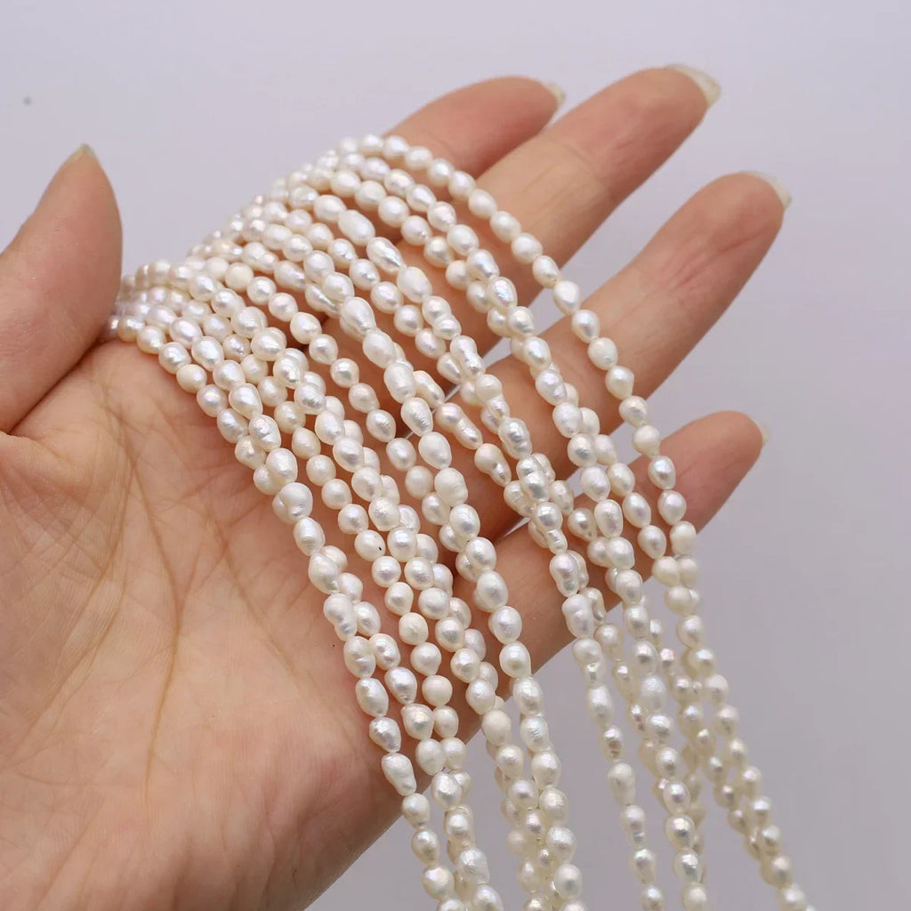 A Natural Freshwater Pearl Small Pearl Rice-Shaped Pearl 3-4mm For Jewelry Making DIY Necklace Braclet Earrings Accessory Quake