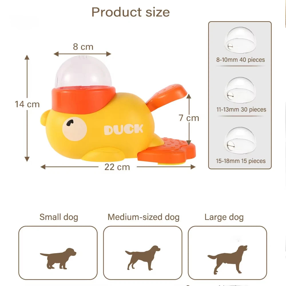 Yellow Duck-Shaped Interactive Dog Treat Dispenser Durable Plastic Training Dog Toy Puzzle Slow Feeder Dog Entertainment Toy Quake