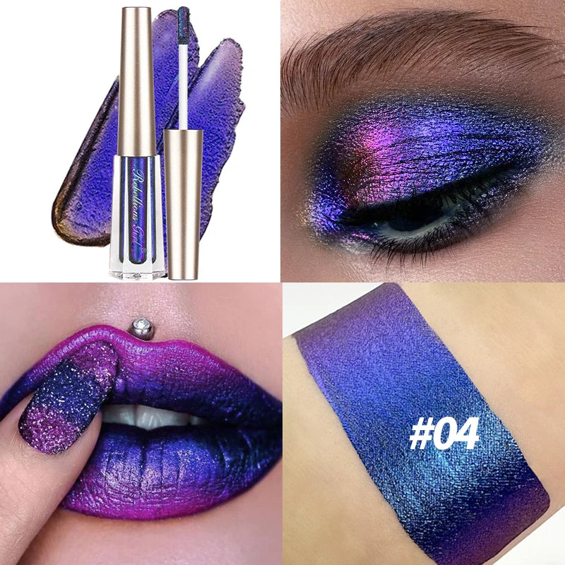 Chameleon EyeshadowsDiamond Glitter Liquid Eyeshadow StickHighly Pigmented Metallic Shimmering Long Lasting Shine All Makeup Quake 04