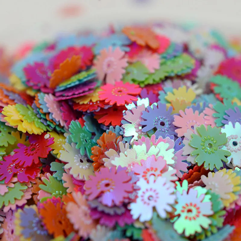50g/500g PVC Paillette Sequins Daisy Flower Loose Colorful Lentejuelas for DIY Crafts Sewing Clothes Decor Manicure Accessories Quake mixed 500g