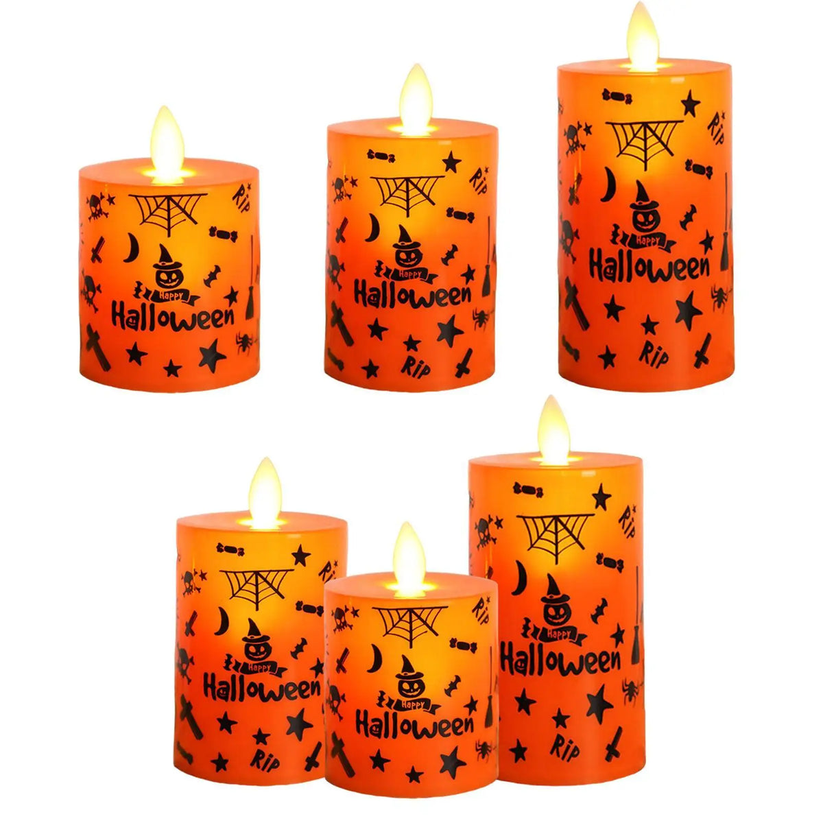 LED Pillar Candle Party Centerpiece Halloween Flickering Flameless Candle Quake 1Pc 6.5x6.5x11.5cm
