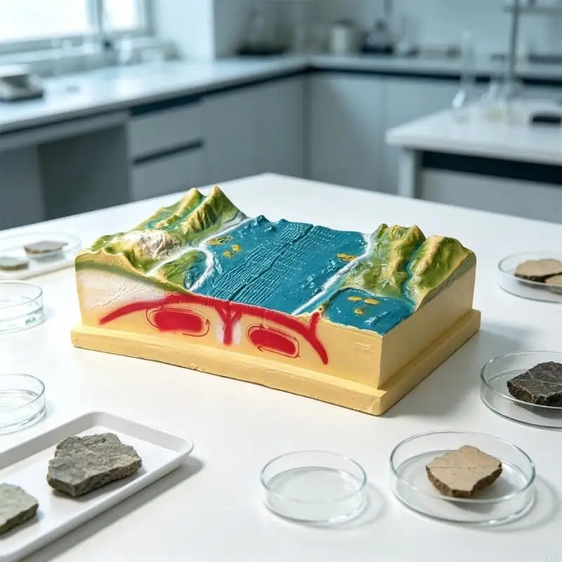 Plate Motion and Landform Teaching Model With Raised 3D Terrain, Visible Side Panels, PVC Geography Aid for Classroom K1KF Quake