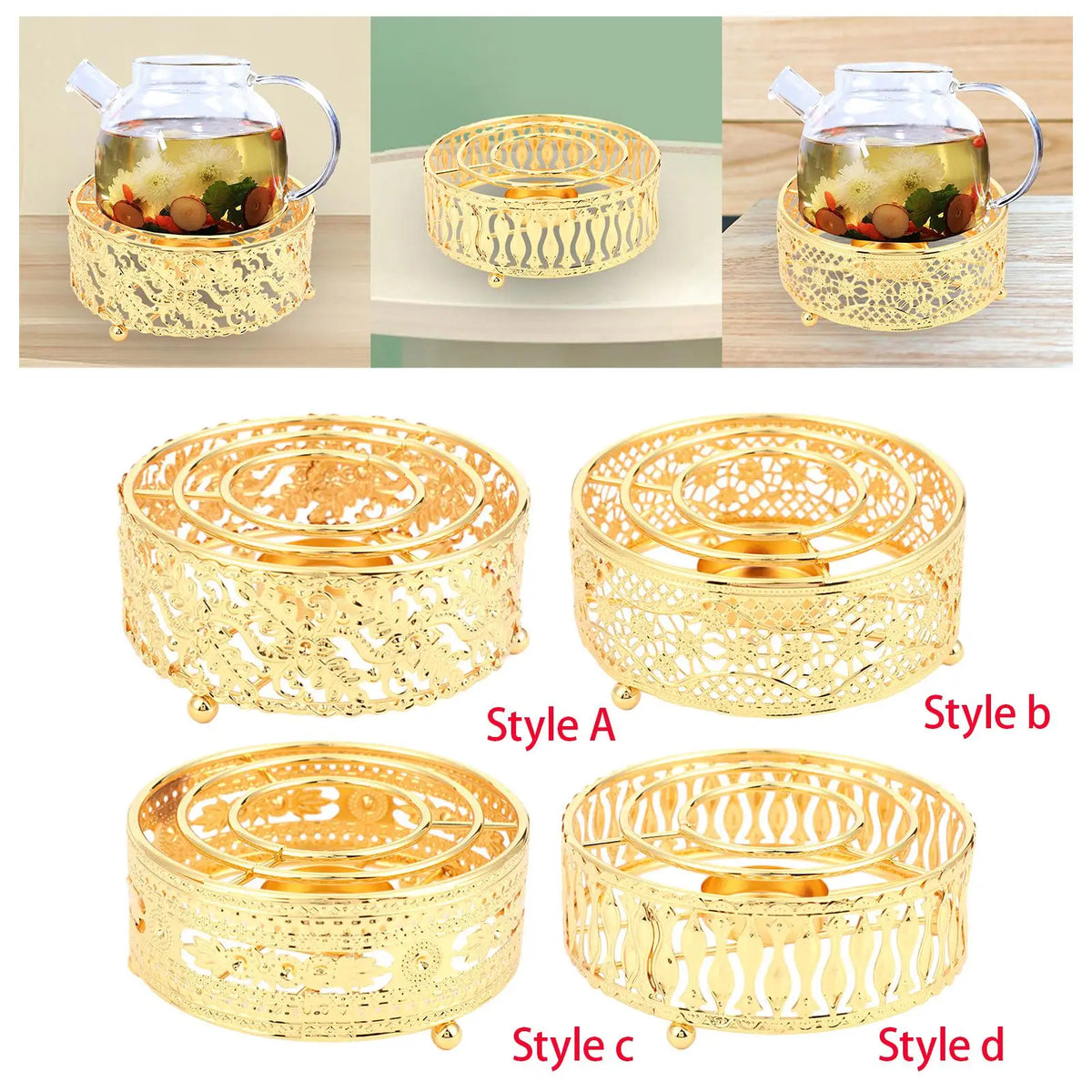 Coffee Tea Warmer Hollow Frame Tea Light Warmer Teapot Heating Base Holder Teapot Heater for Travel Camping Hiking Home Kitchen Quake