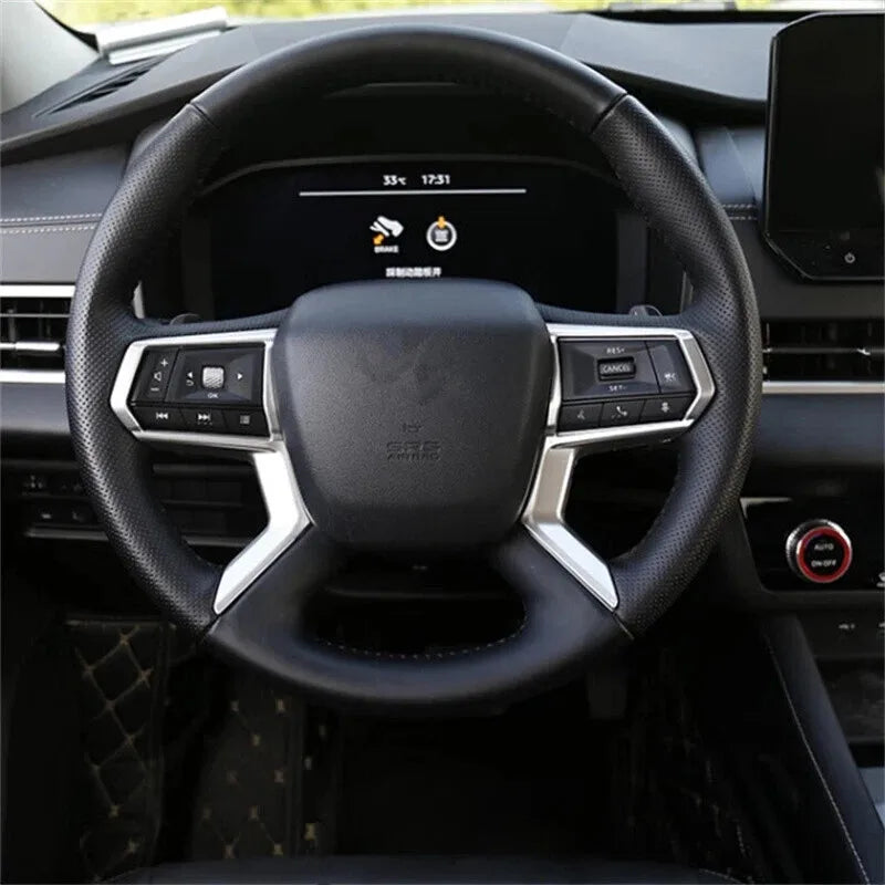 For Mitsubishi Outlander 2022-2024 ABS Carbon Fiber Style Inner Sticker Car Interior Steering Wheel Cover Trim Frame Decotation Quake