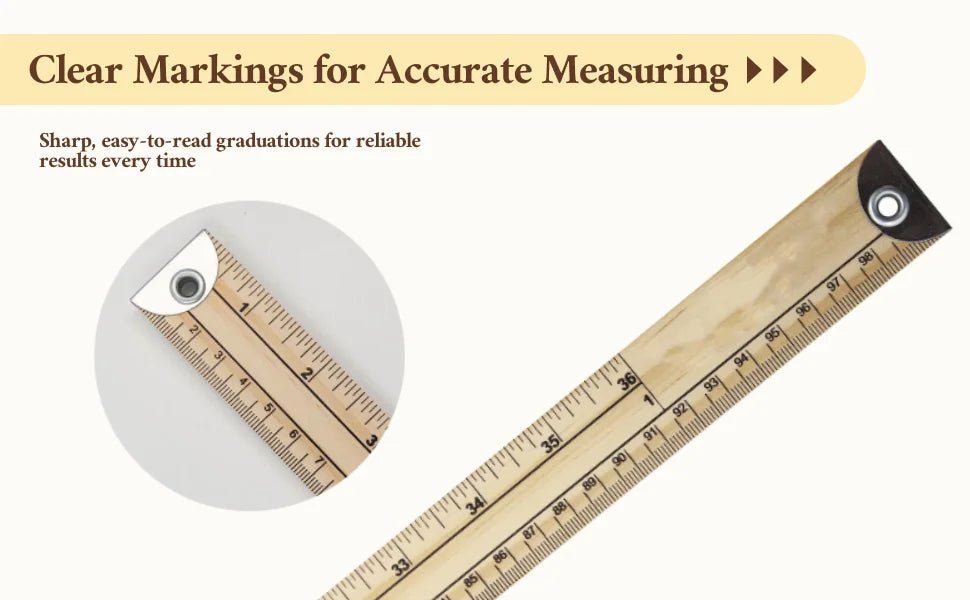 Meter Stick Ruler Wooden 1M Gadget Multifunction Dressmaking Sturdy Clothing DIY Portable Straight for School Teaching Quake