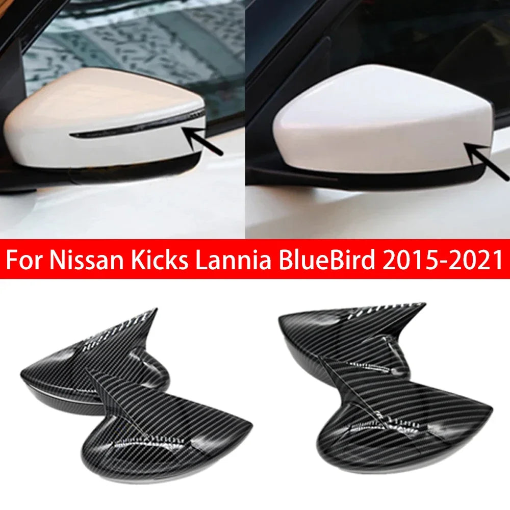 For Nissan Kicks Lannia BlueBird 2015-2021 Car Rearview Side Mirror Cover Wing Cap Exterior Sticker Door Rear View Case Trim Quake