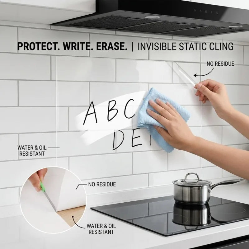 Static Wall Sticker Home Kitchen Backsplash Protector Waterproof Electrostatic Adsorption Film Anti Dirty Easy To Wipe Wallpaper Quake