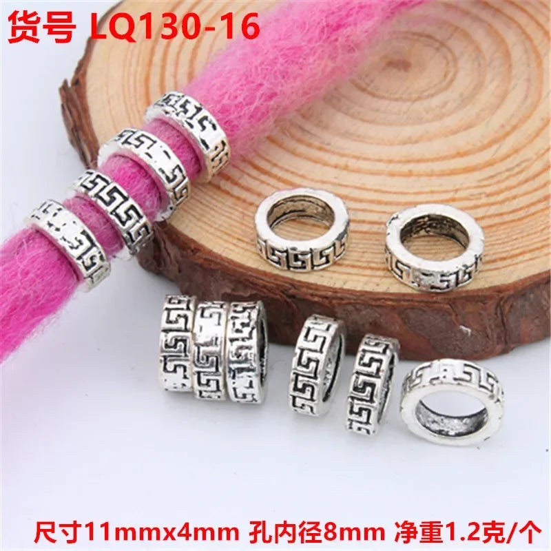 African Braiding Hair Rings Vintage Spiral Braids Hair Styling Tools Accessories Silver Gold Beads for Hair Braids Dreadlock Quake 5pcs LQ130-16