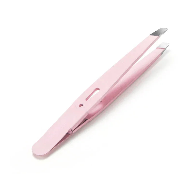 Clips Removal Steel Slanted Eye Eyebrow Tweezer Colorful Hair Beauty Fine Hairs Puller Stainless Brow Makeup Tools Quake Pink