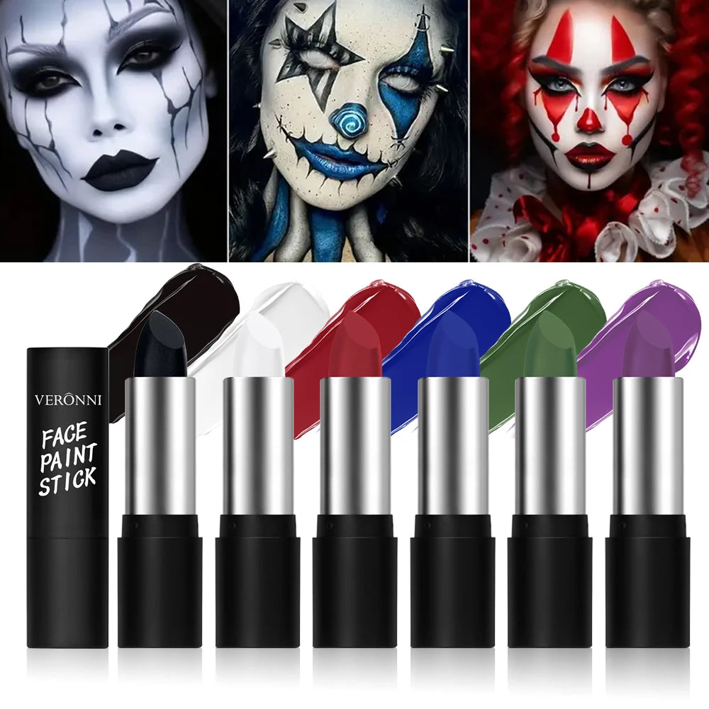 6 Colors Oil Face Body Paint Stick Cream Eyeblack Tube Black Body Painting Blendable Sticks For Halloween Cosplay Joker Makeup Quake