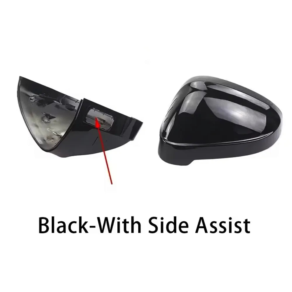 For Audi A4 S4 RS4 B9 A5 S5 RS5 2016-2022 2x Car Replacement Rearview Side Mirror Cover Wing Cap Exterior Case Trim Accessories Quake Black With Assist