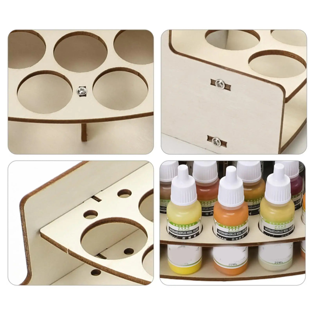 Wooden Craft Paint Storage Rack Easy Assembly Organizer Holder for Paint Bottles for Paint with Canvas Numbers Quake