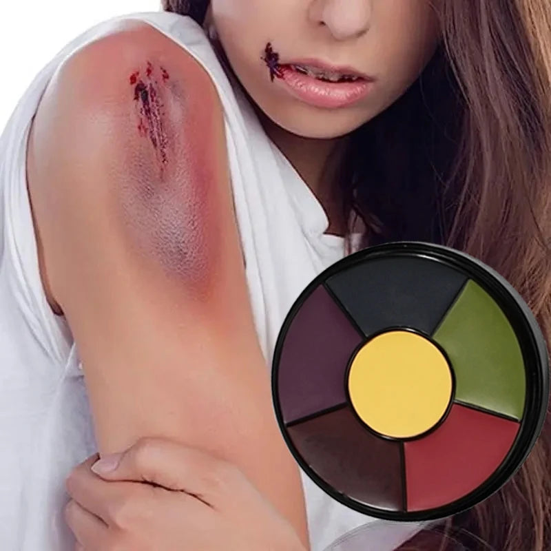 6-Color Bruise Wheel Makeup - Realistic SFX Zombie Makeup with Vibrant Face and Body Paint, Perfect for Halloween Costumes Quake