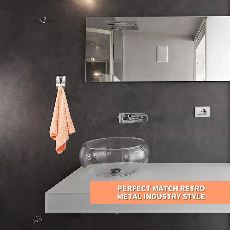 1PC Stainless Steel Towel Holder Hook Self Adhesive Clip Bathroom Cloth Hanger Household Wall Mounted Towel Rack Storage Quake