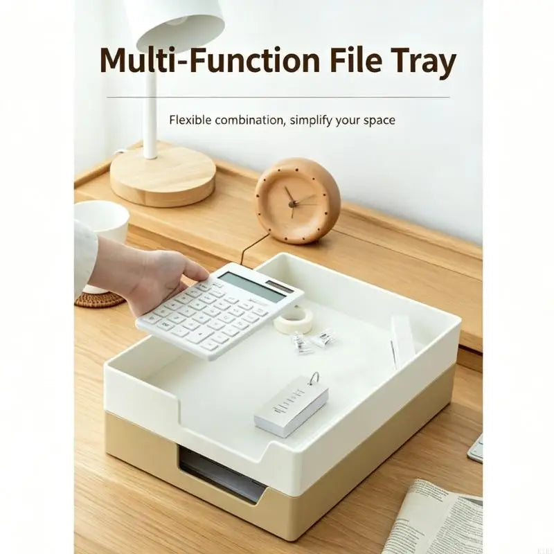 File Paper Storage Organizers Tray, Stackable Open Front Plastic File Holders for Home Office Desks and Study Supplies K1KF Quake