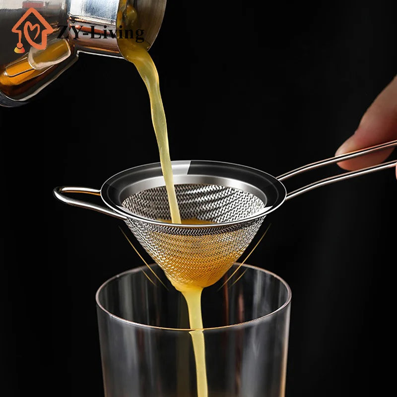 1PCS Cocktail Strainer Stainless Steel Tea Strainers Conical Food Strainers Fine Mesh Strainer Practical Bar Strainer Tool Quake