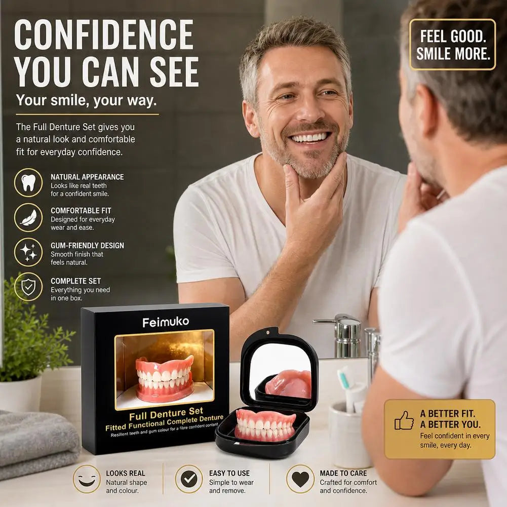 Silicone Fake Teeth Braces Immediate Dentures Comfort Fit Natural Instant Confidence Smile Oral Care for Edentulous Adults Quake