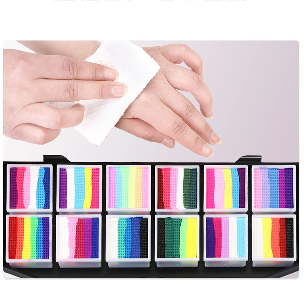 12 Colours Water-Soluble Rainbow Palette Children's Face Body Paint, Halloween Stage Makeup Body Paint Pigments Face Makeup Quake