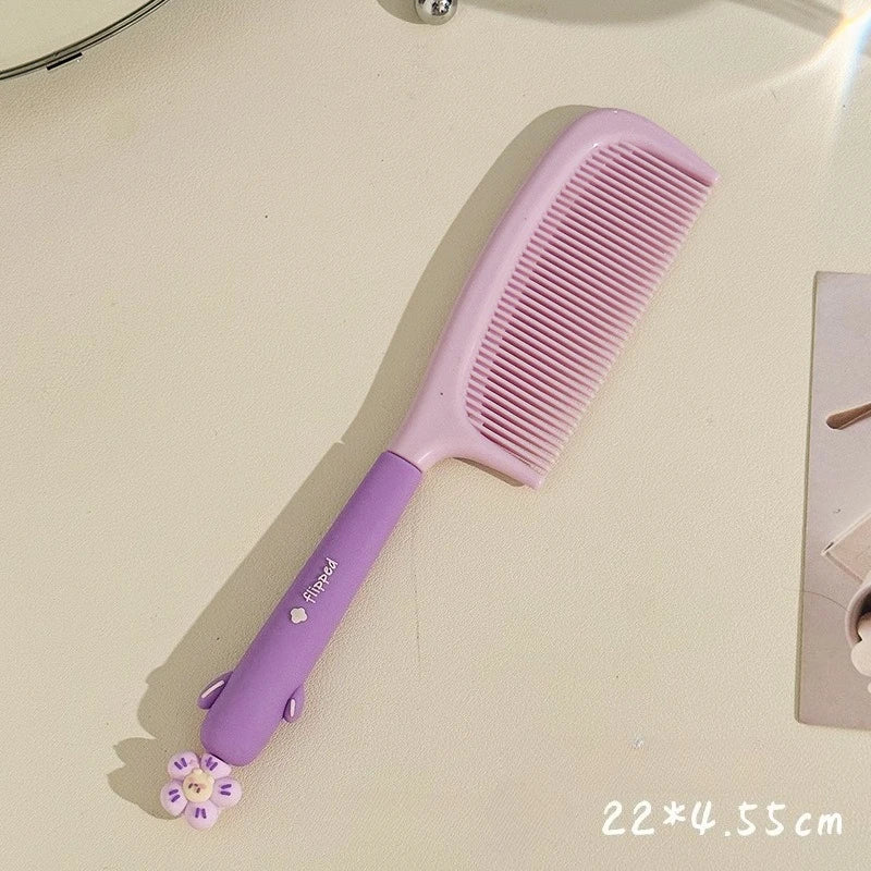 Cute Cartoon Girls Hair Comb Anti-static Hair Styling Comb with Soft Plastic Handle Scalp Massage Portable Comb for Students New Quake